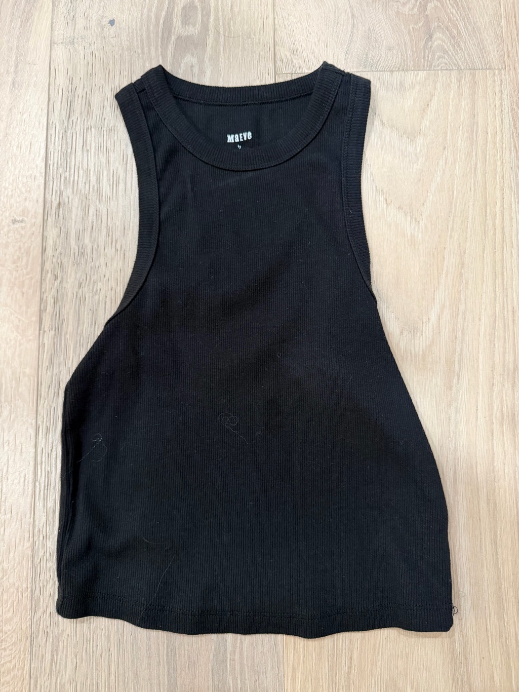 Maeve Anthropologie Black Ribbed Racerback Tank Xs